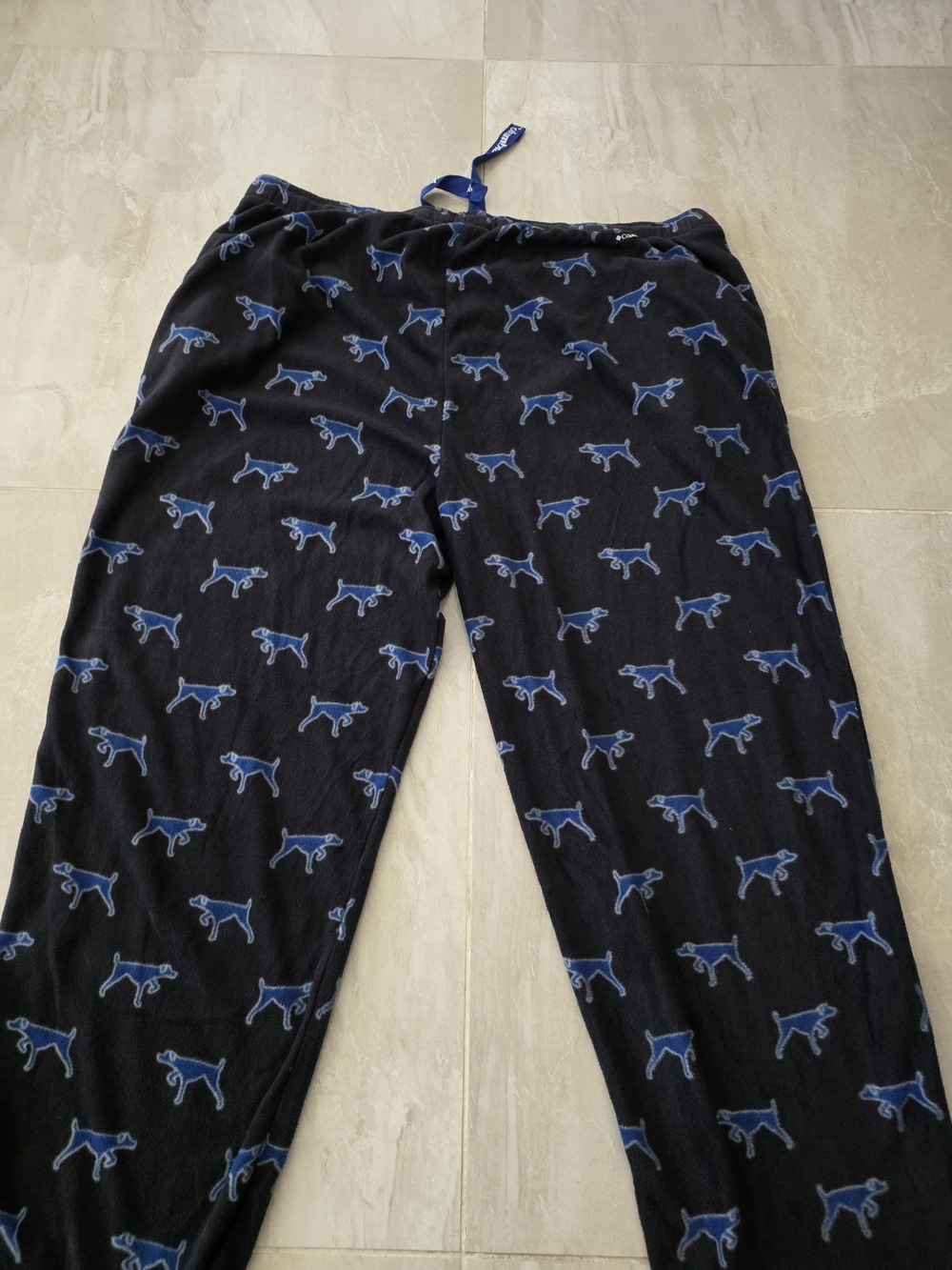 ​Columbia Mens Pajama Pants XXL Black Blue Dog Print Soft Flannel Fleece Lounge